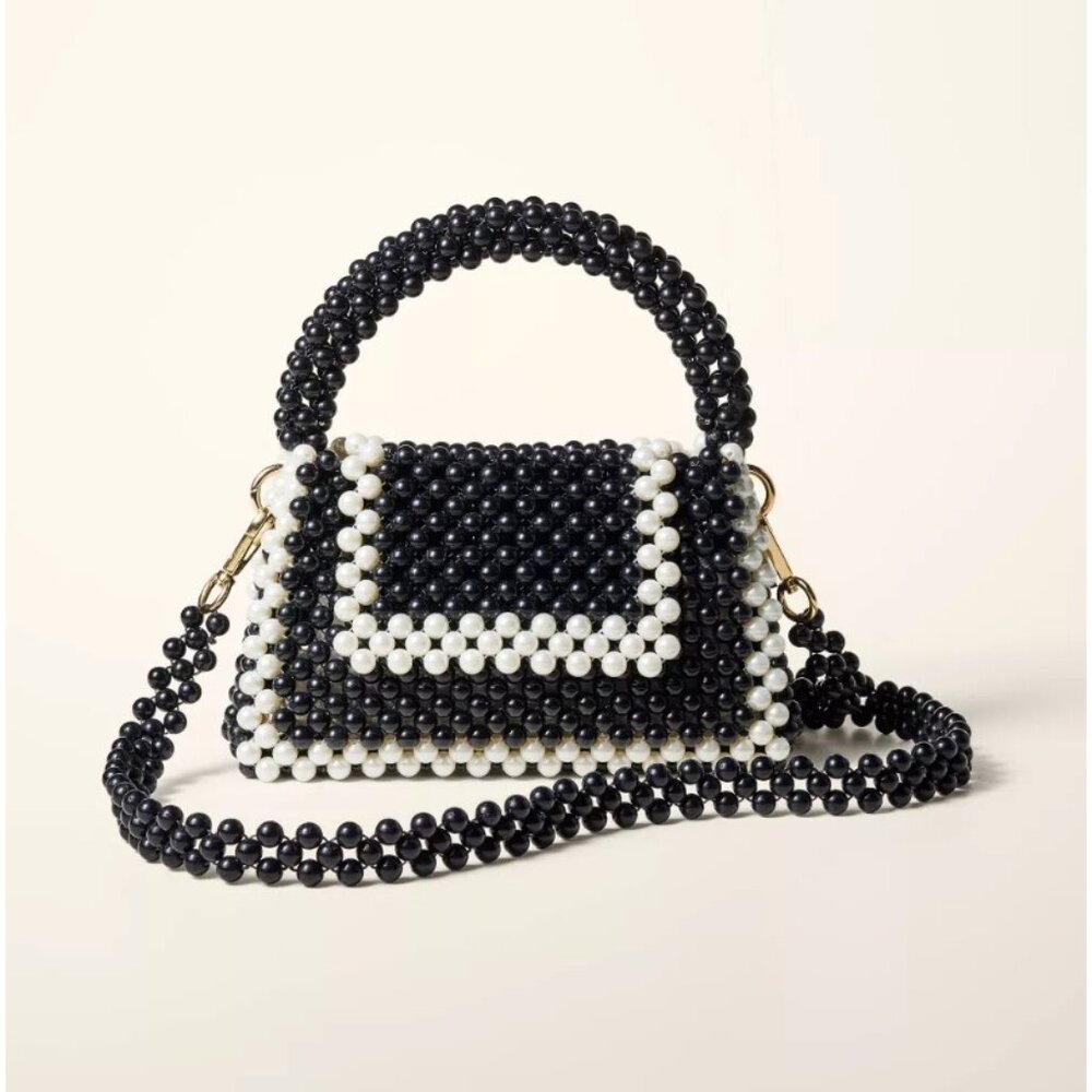 Kate Spade New York x Target Color Block Beaded Crossbody Bag, Black and White